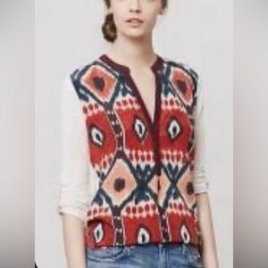 Tiny for Anthropologie Ikat Mixed Media Blouse